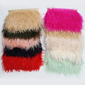 feathers trimming with satin ribbon tape High quality ostrich feather decoration ribbon feather decoration party DIY craft