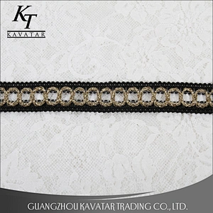 Popular gold circle design lace trim from china
