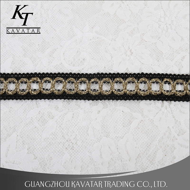 Popular gold circle design lace trim from china