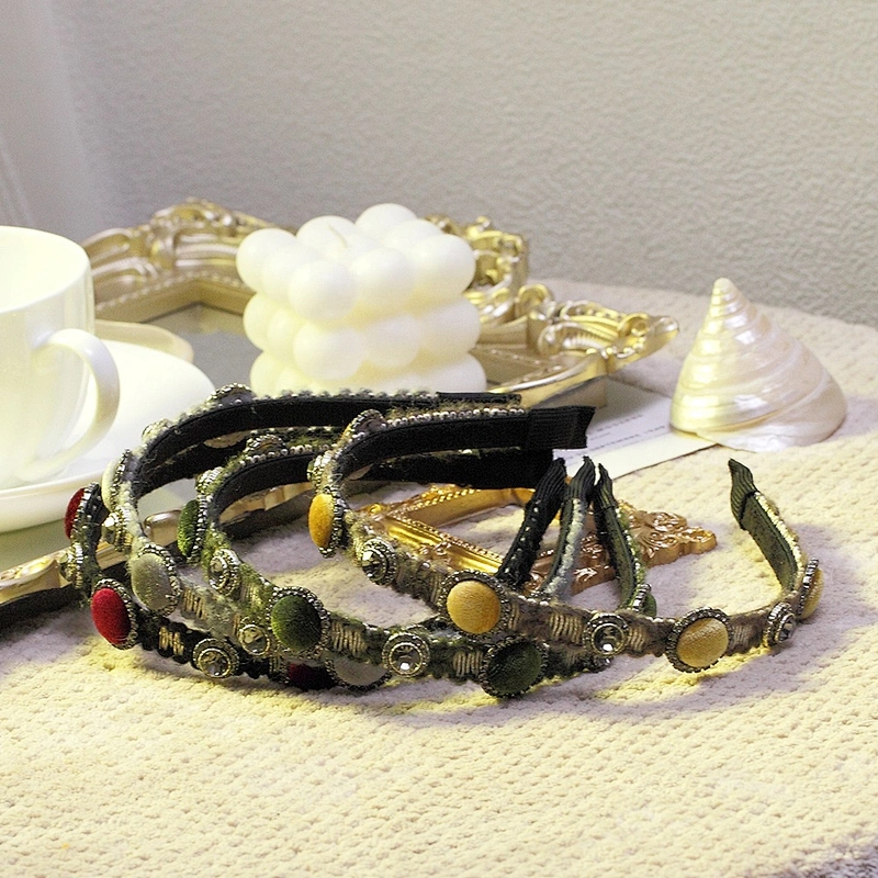 Vintage classic wool hairband headwear Korean version 2020 new versatile web celebrity simple rhinestone headband