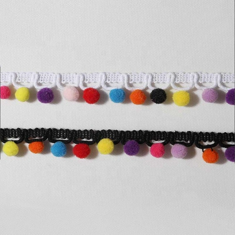 Fashion Colorful Balls Lace trimming pompom Trim For Garment