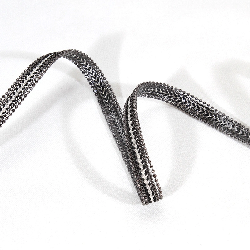 Black Accessories Beaded Hot Fix Rhinestone Trim with kavatar Espiral Chain