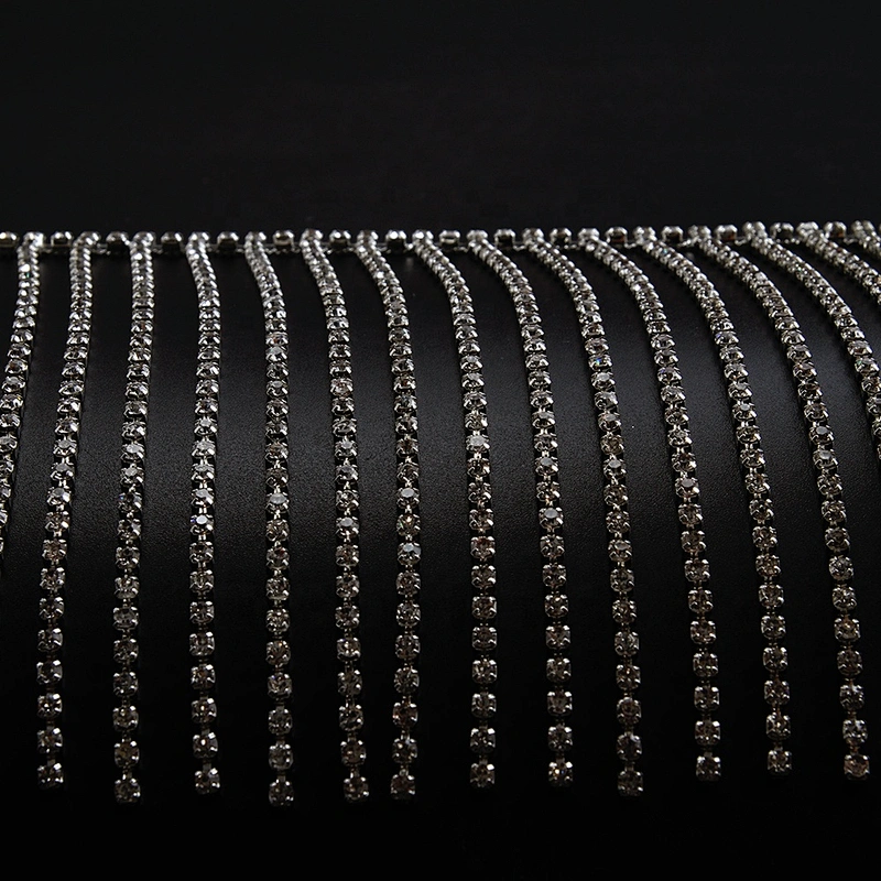 Kavatar Rhinestone Glass Decorative Crystal Chain Fringe For Garment Bag