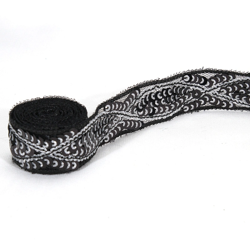Design Grace 2cm Jacquard Beaded Mesh Lace Embroidery Sequin Tape