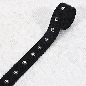 kavatar Round Beads Black Tape Lace Trimming For Garments