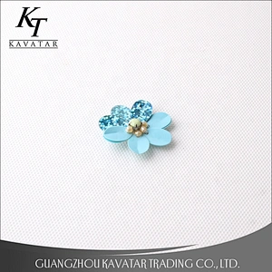 Kavatar Wholesale Blue Applique Sequins Flower Patch For Clothes