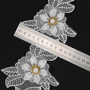 Classics style 3d embroidery flower lace trim for decoration