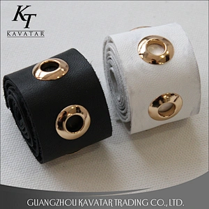 High quality 3.5cm width leather gold eyelet trims for garment wholesale