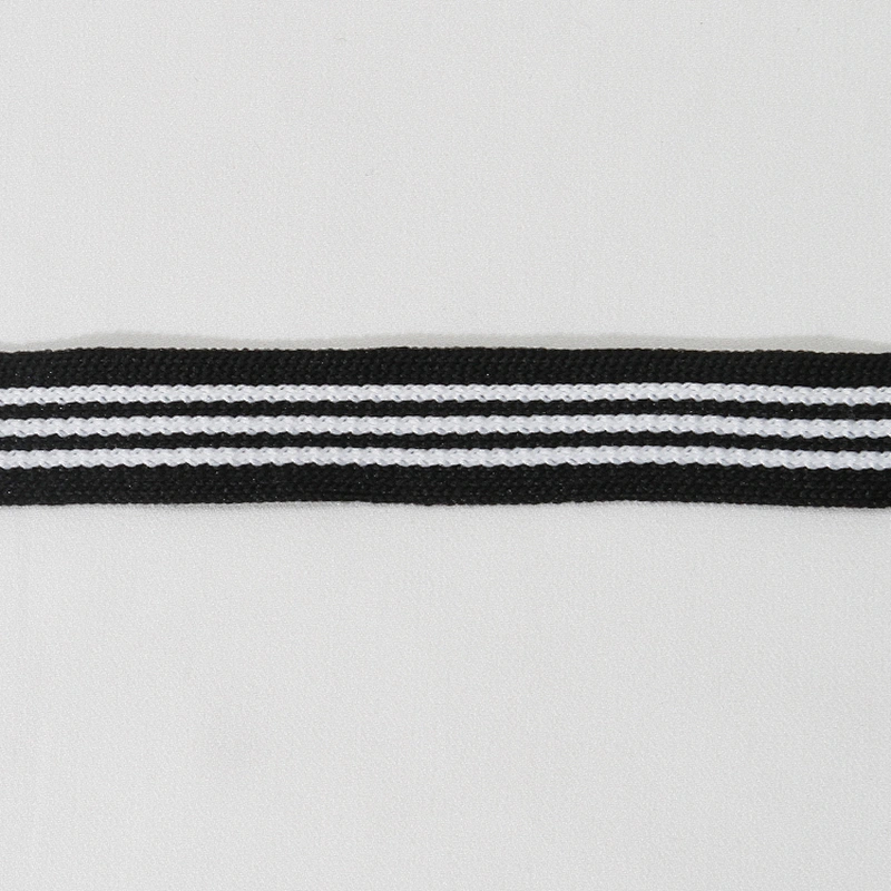 Wholesale Classical Three Strips Black Band Knit Rib Ribbon Trim Lace Tape for Sportswear and Garments