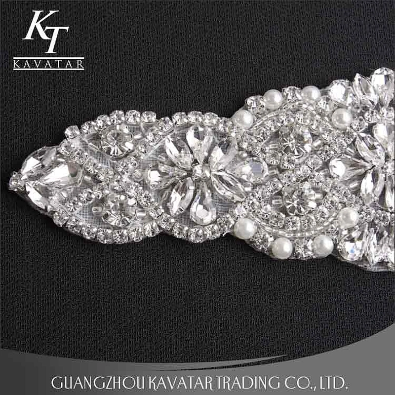 Bride Dress Patch Decorative Rhinestones Appliques With Claw Rhinestone
