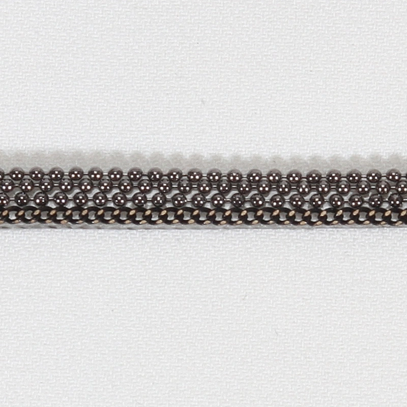 Black Plastic Beads Mini Hot Fix Trim with Copper Chain