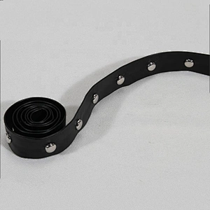 Black artificial leather trim ribbon tapes decoration with Copper rivet beads for garment and bag