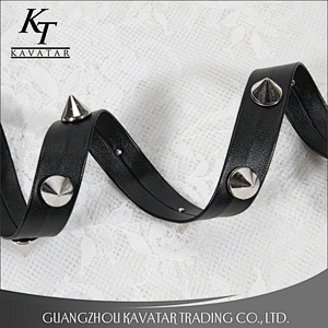 Wholesale cone shape studded trim pu trim ribbon decoration for garment bag shoe etc