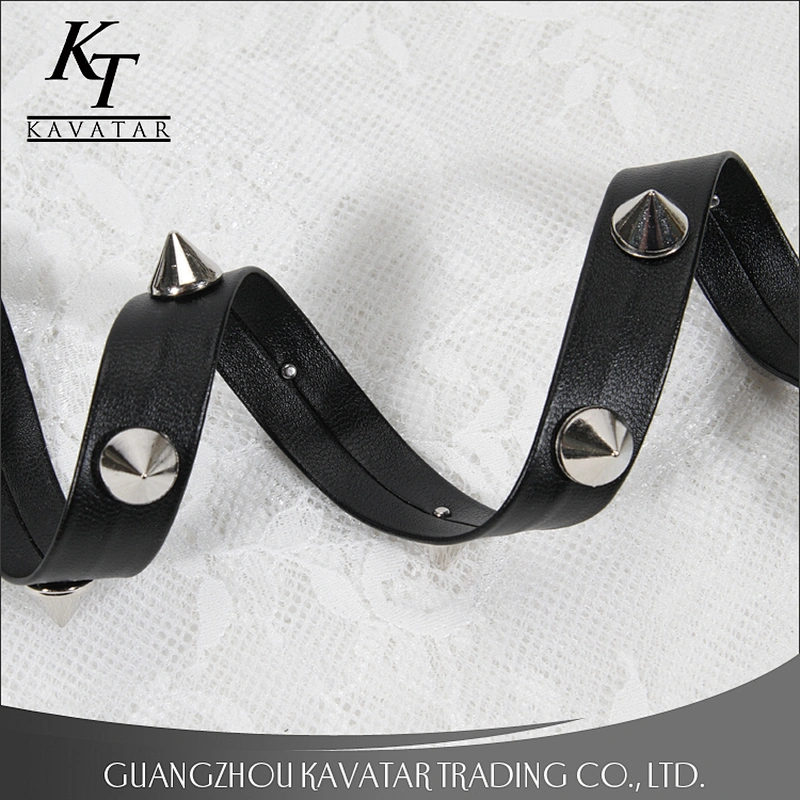 Wholesale cone shape studded trim pu trim ribbon decoration for garment bag shoe etc