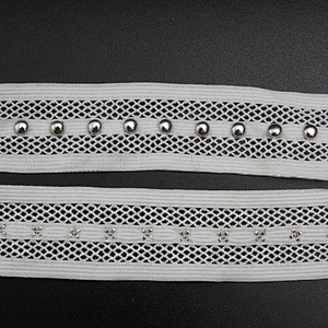 black beaded ribbon trim lace fabric handmade beads  Design Lace Trims Rivet Mesh Trim Copper Beads Ribbon