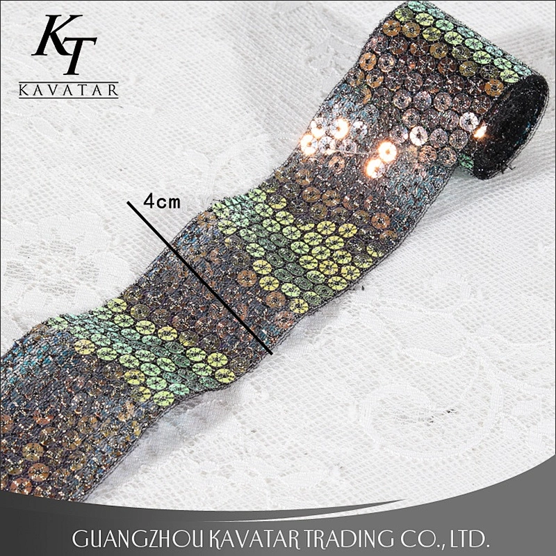New design high quality 6mm round sequin lace ribbon trim wholesale