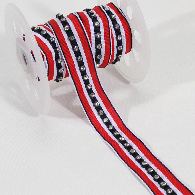 Semi-machine productive polyester crystal beaded tape stock wholesale