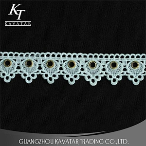 Latest Design White Polyester Eyelet Lace Trimming For Garment