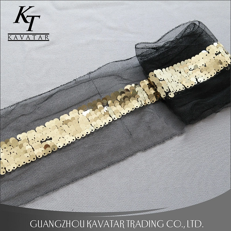 Fashionable Embroidery Sequin Mesh Lace Ribbon Trim For Garment