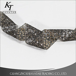 Beaded Gold Sequin Trim Lace Ribbon Trimming Applique Tape Lace