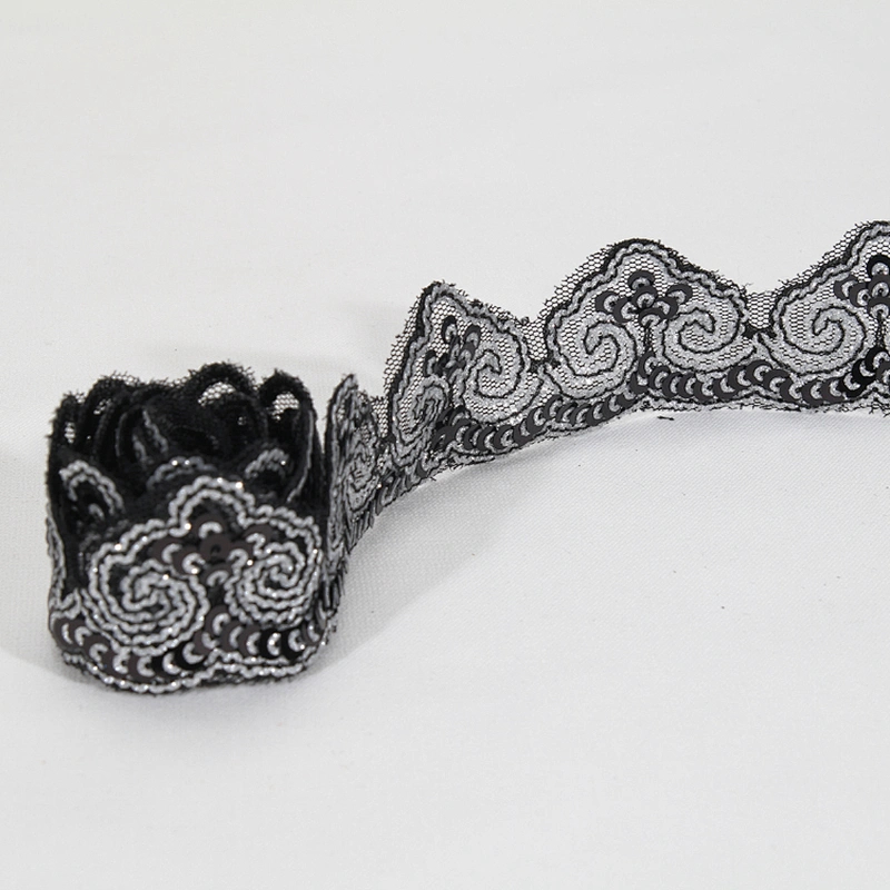 Custom Handmade Cloud Pattern Border Sequin Lace Trim