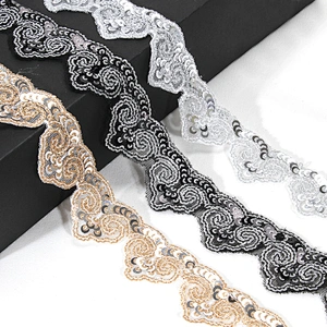 Custom Handmade Cloud Pattern Border Sequin Lace Trim