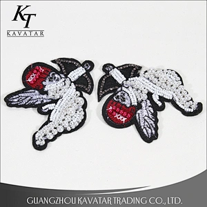 Cheap sewing clothes custom beaded embroidery applique patches