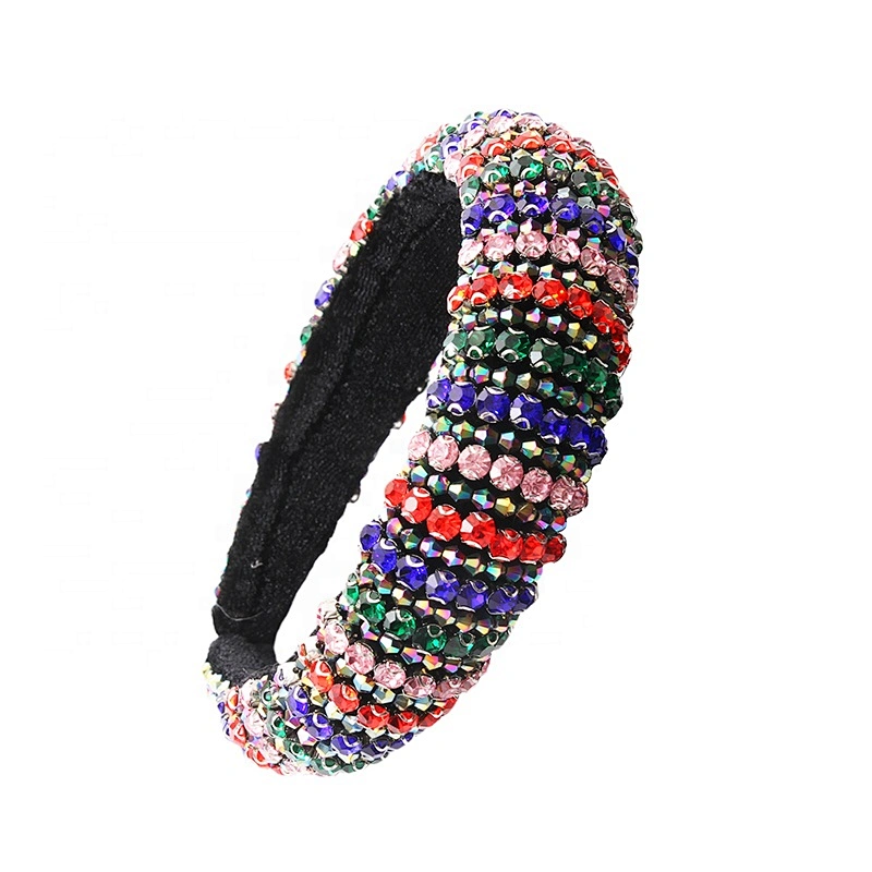 Manufacturers direct colorful beads with blue pearl headband bride with hand sewing Acrylic beads with the latest style bling