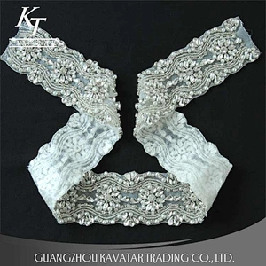 Custom Rhinestone Bridal Bead Applique For Wedding Belt