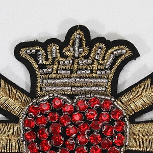 Beaded Crystal Red Diamond Heart Crown Patches