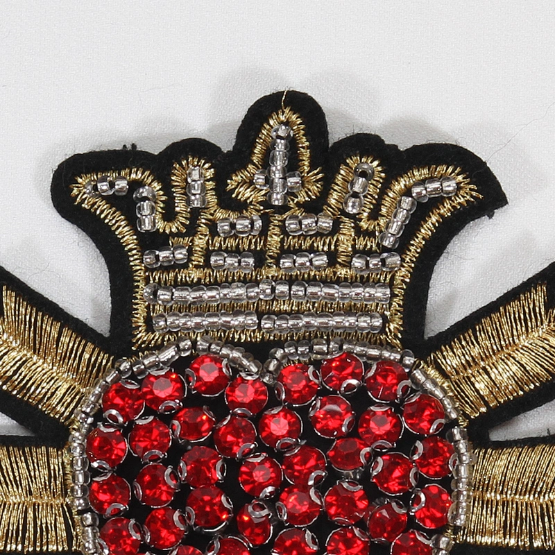 Beaded Crystal Red Diamond Heart Crown Patches