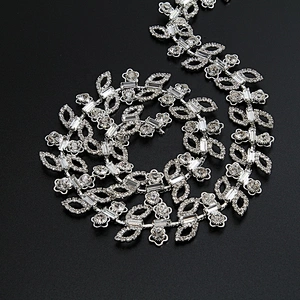 Kavatar Glitter Sewing Strass Ribbon Crystal Applique Clear Glass Rhinestone Chain Fringe