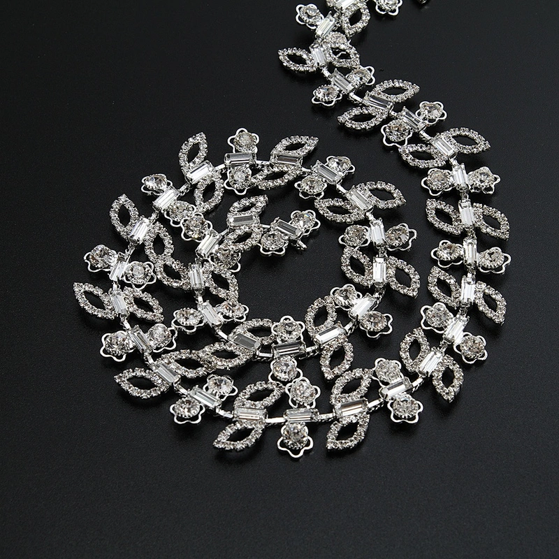 Kavatar Glitter Sewing Strass Ribbon Crystal Applique Clear Glass Rhinestone Chain Fringe