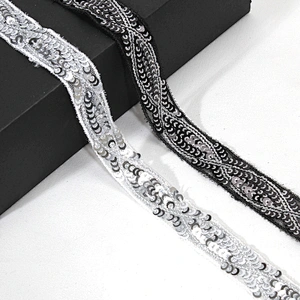 Design Grace 2cm Jacquard Beaded Mesh Lace Embroidery Sequin Tape
