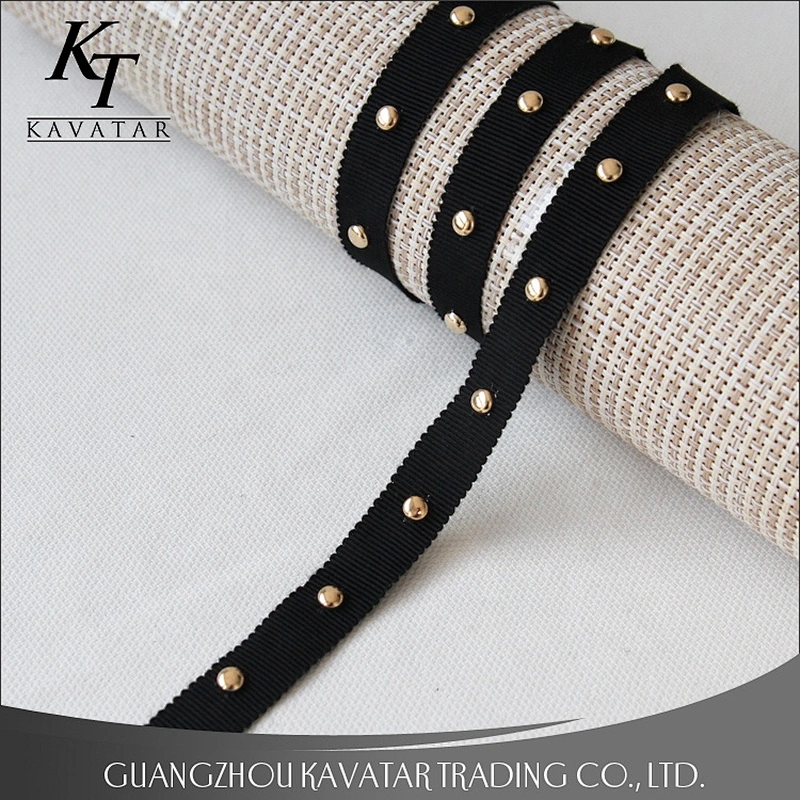 Factory Price Wholesale Polyester Grosgrain gold Copper Bead Ribbon