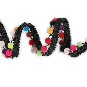 Wholesale Fashion Colorful pompom Trim Ball Fringe Ribbon For Clothing
