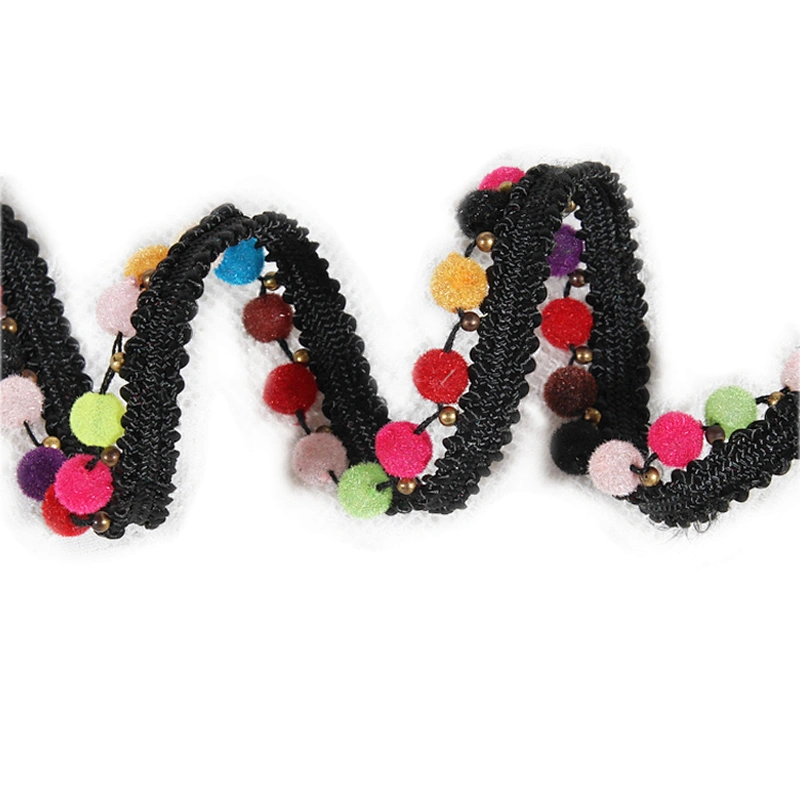 Wholesale Fashion Colorful pompom Trim Ball Fringe Ribbon For Clothing