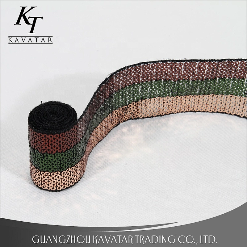 Kavatar Custom Exquisite High Quality Sequin Trim Decoration Ribbon With Sequin
