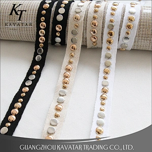 Fashion garment decorative white gold Copper stud trim nail on herringbone tape