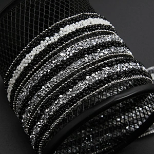 Kavatar Wholesale Hot Fix Rhinestone Trim Fashion Clothing Crystal Rhinestone Small Beads with Glass Iron on Trims