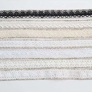 New Design Cotton Lace with Hotfix Rhinestone Transfer Sticker Trim For Women Clothes