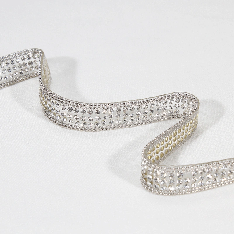 Custom Decorative 1.2cm 1.4cm Accessories Edged Rhinestones Beaded Hotfix Transfer Trim