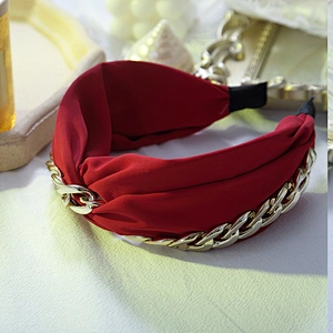 Fashion headbands 2020  retro style wide edge hair band  girls headbands Aluminium chain beaded bow headb  hair accessories