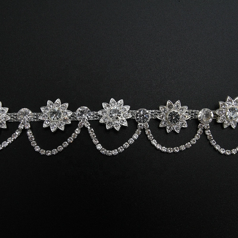 Kavatar Fashion Wholesale Fringe Rhinestone Cup Chain For Clothes