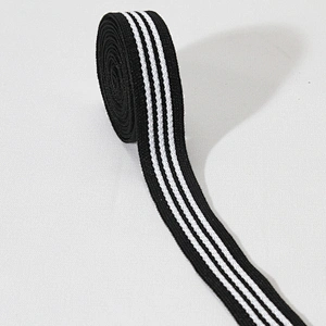 Wholesale Classical Three Strips Black Band Knit Rib Ribbon Trim Lace Tape for Sportswear and Garments