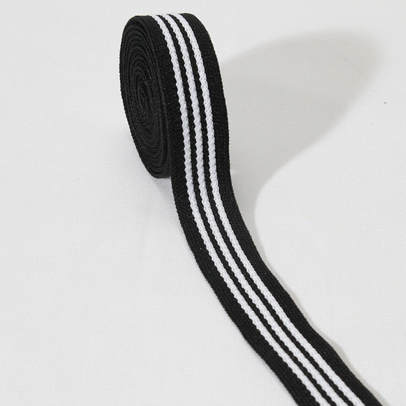 Wholesale Classical Three Strips Black Band Knit Rib Ribbon Trim Lace Tape for Sportswear and Garments