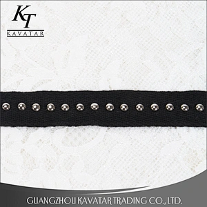 kavatar Accessories bead nail on polyester herringbone tape trim for decoration garment