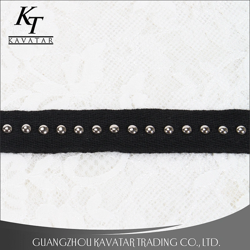 kavatar Accessories bead nail on polyester herringbone tape trim for decoration garment