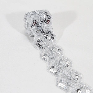 Custom Design Pattern Jacquard Beaded Lace Sequin Flower Trim for Clothing