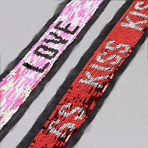 Wholesale Shiny Reversible Sequin Lace Trim Tape For Costume sequin lace fabrics
